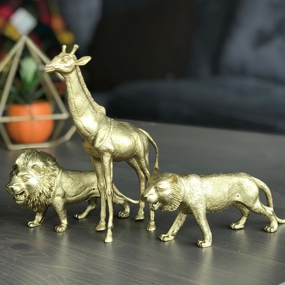 Gold Animals plastic figurines Set of 3 DIY - Picture 5 of 6